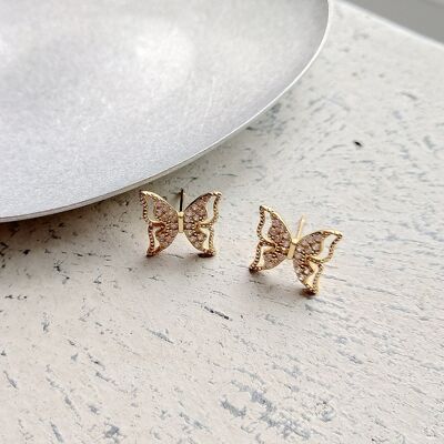 Butterfly Gold Stud Earrings