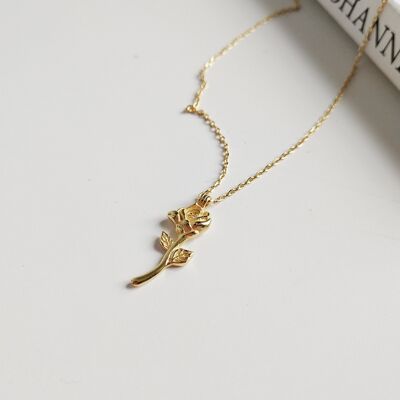 Rose Flower Necklace Gold