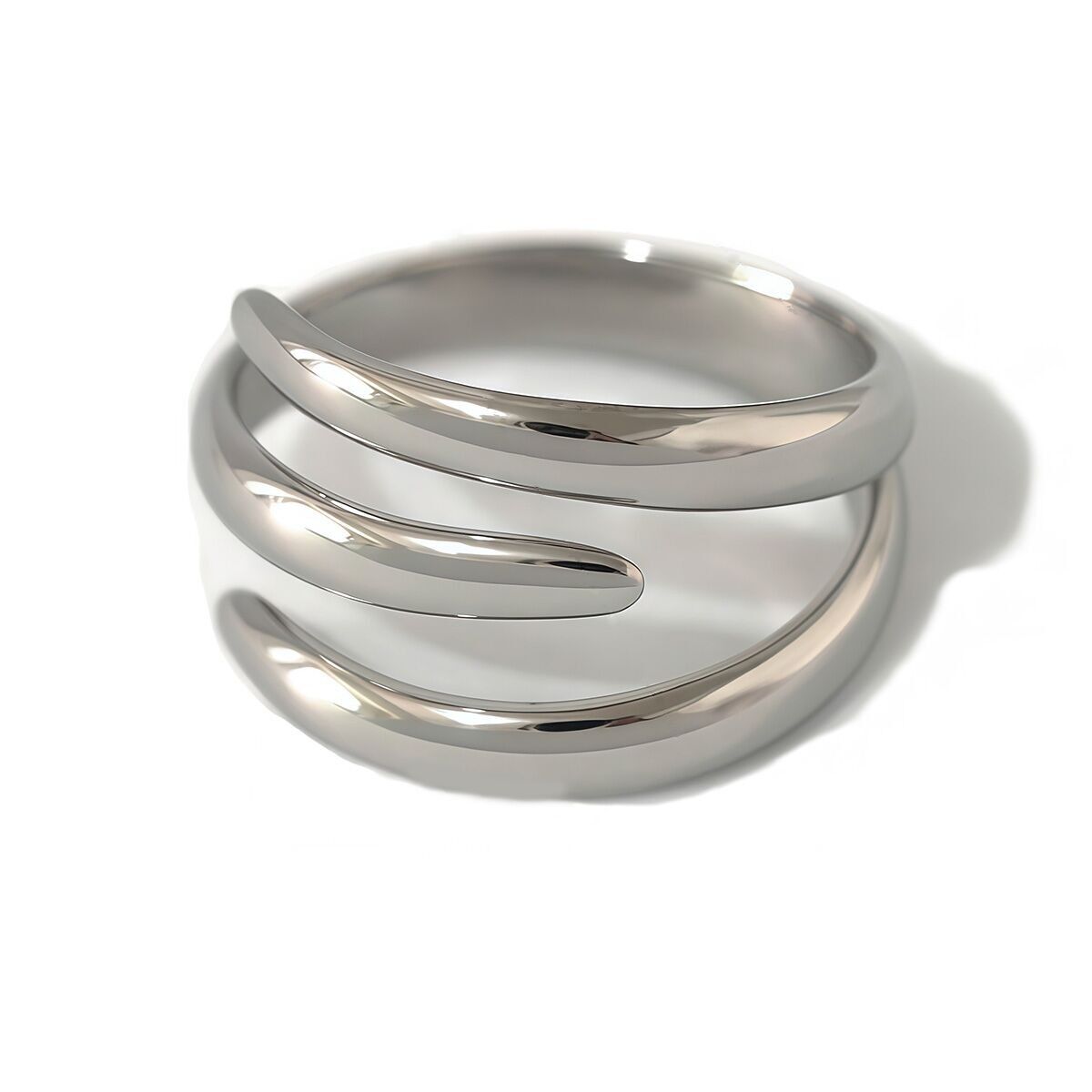 Anello aperto regolabile in argento con doppio giro