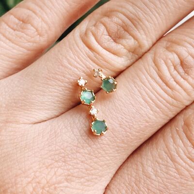 Agate Star Stud Earrings - Green Agate