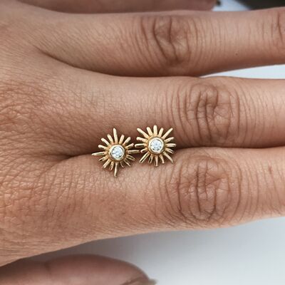 Sun Stud Earrings Gold