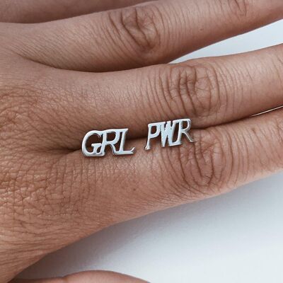 GRL PWR Girl Power Stud Earrings Silver