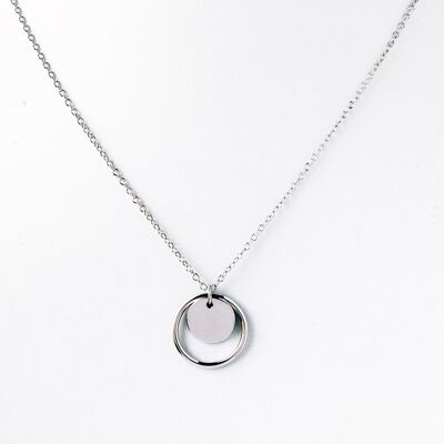 Round Circle Necklace Silver