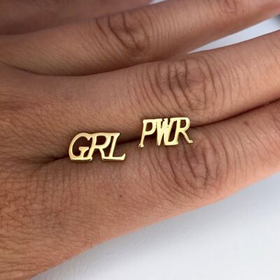 GRL PWR Girl Power Stud Earrings Gold