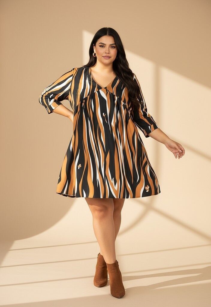 Vestido con estampado de camello de talla grande (C6609)