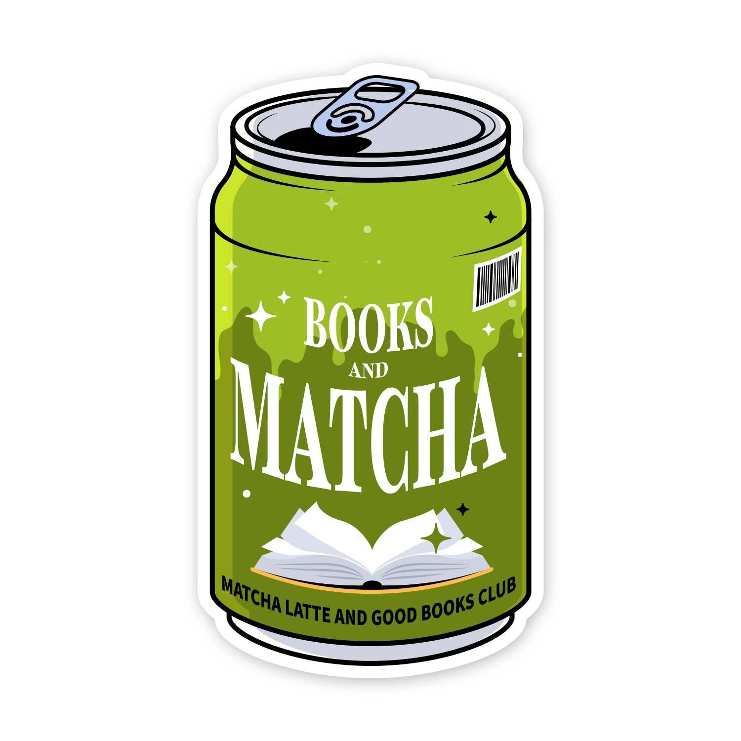 Bücher und Matcha – Klischee des bücherverrückten Limonaden-Stickers