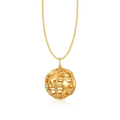 World Globe Necklace Gold