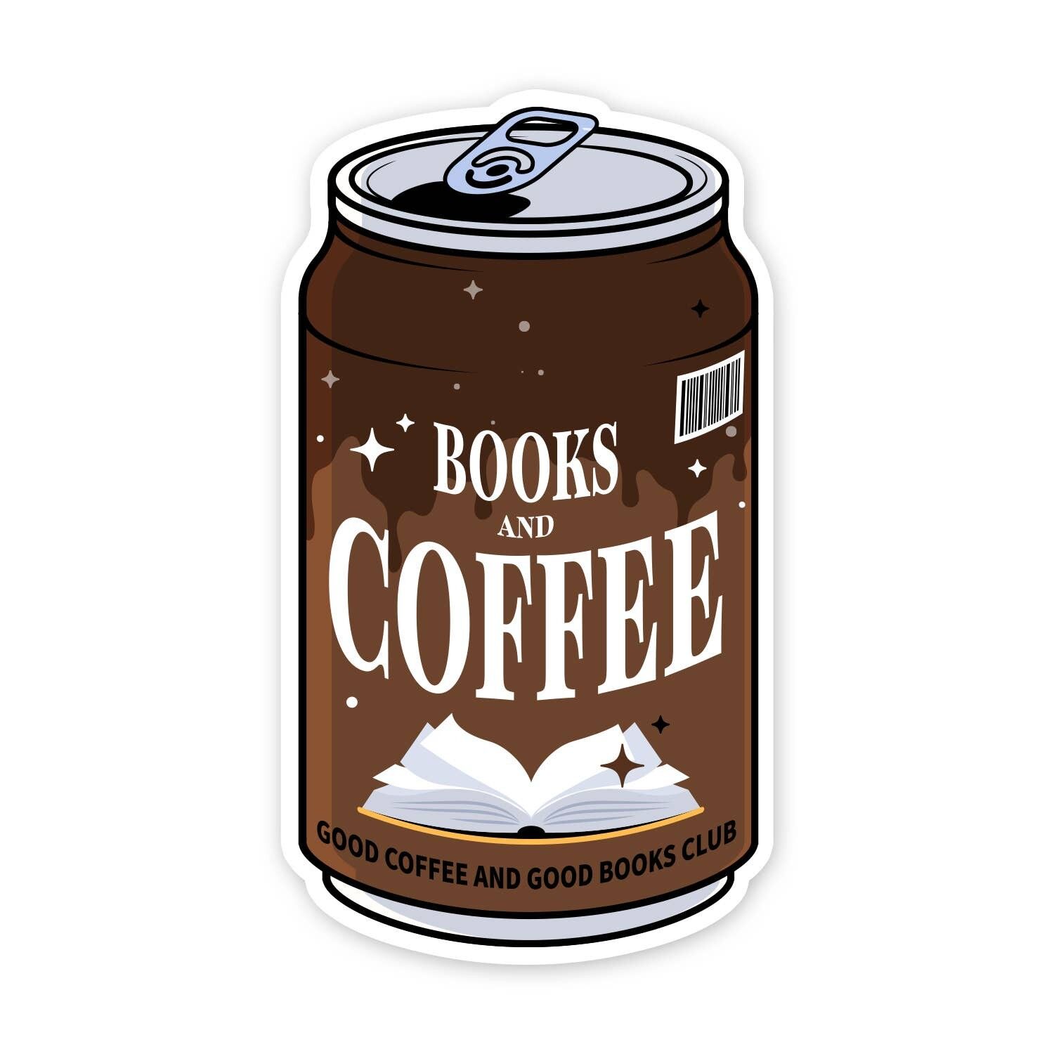 Bücher und Kaffee – Klischee des bücherverrückten Limonaden-Stickers