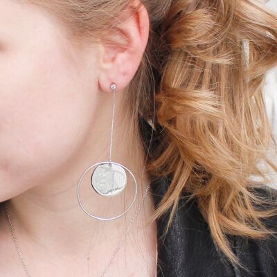 Round Circle Statement Earrings Silver
