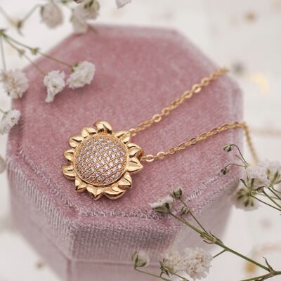 Sunflower Necklace Gold