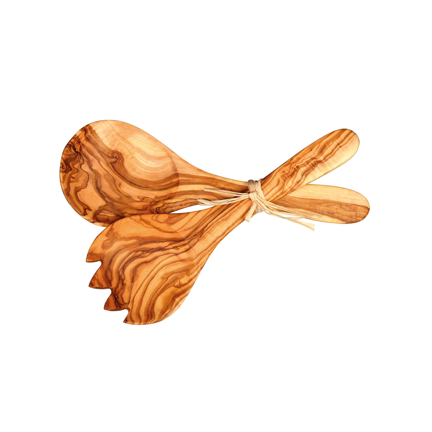 Large olive wood salad servers, 26 cm
