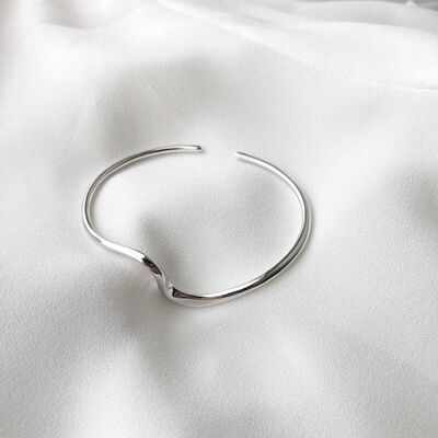 Wave Bracelet Bangle Silver