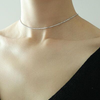 Sparkling Choker Necklace Silver