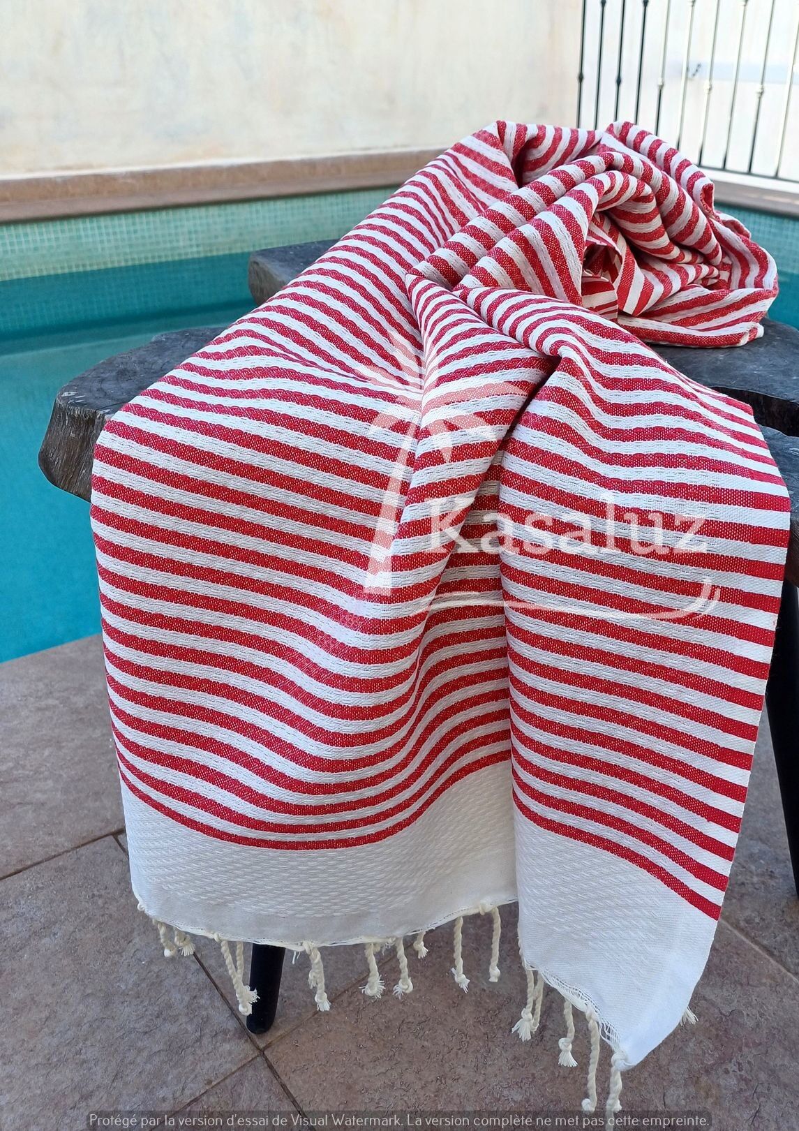 Fouta Playa Atlántico Rojo 100% algodón