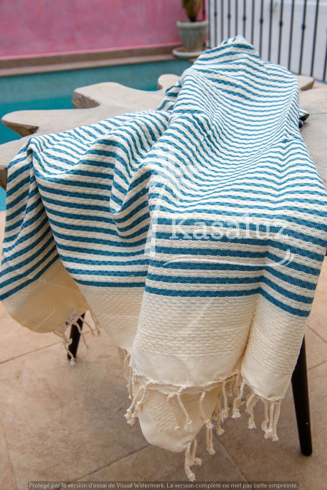 Fouta Playa Atlántico Azul  Petróleo 100% Algodón