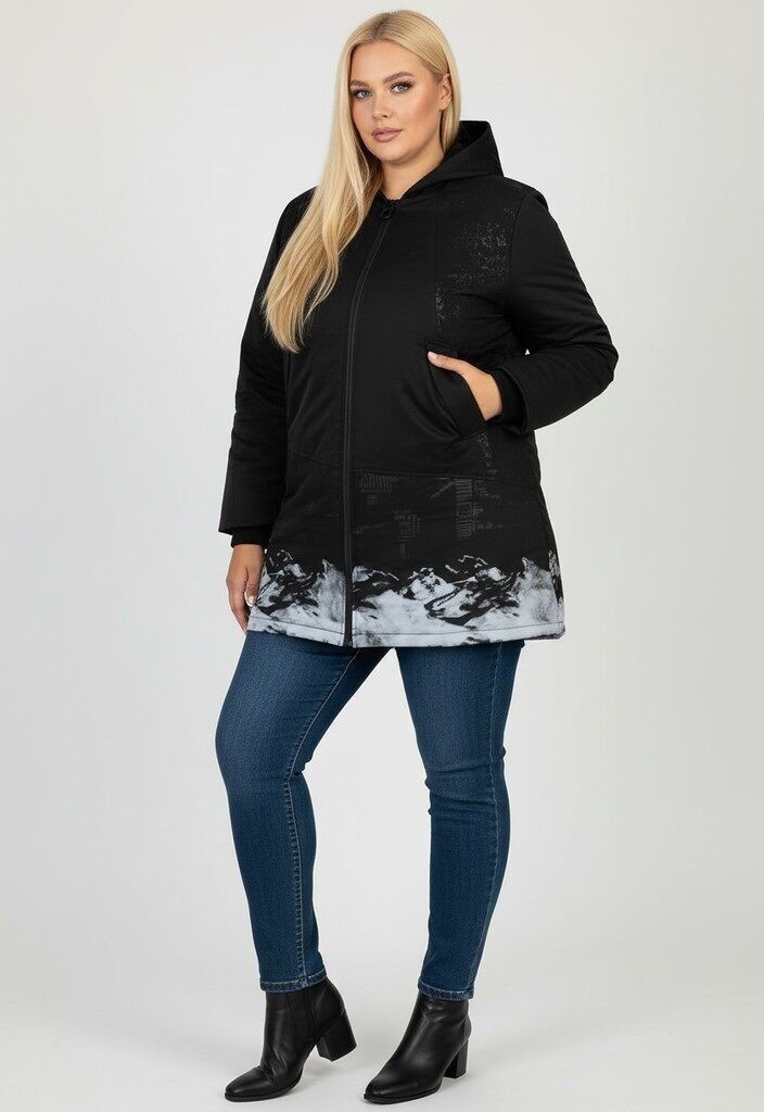 Abrigo estampado y acolchado de talla grande (C6622)