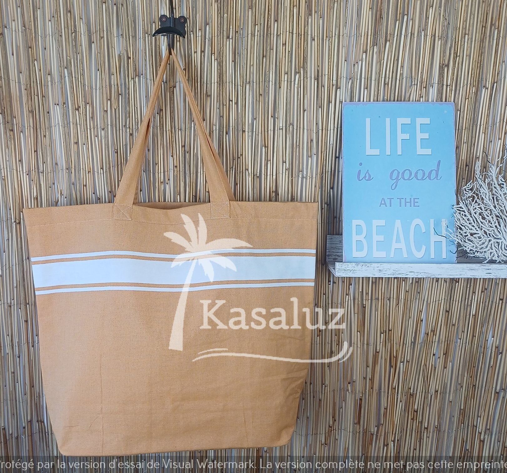 Borsa da spiaggia 100% cotone con interno in plastica - Curry