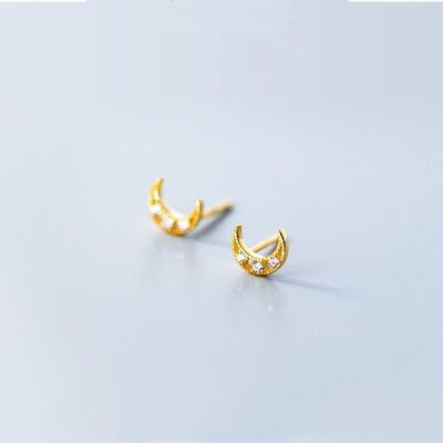 Boho Gold Moon Stud Earrings