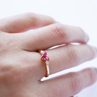 Red Gemstone Silver Ring 18K Gold Plated - US SIZE 6