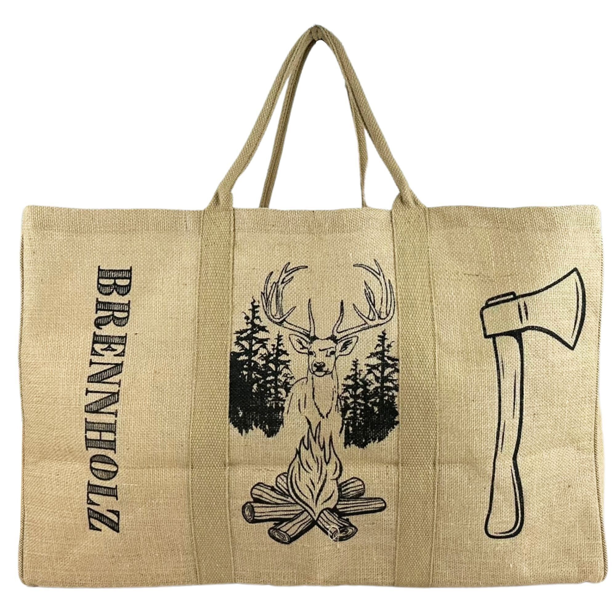 Cesto porta legna XXL, sacco per legna da ardere, sacco per legna da ardere, 67L con rivestimento in cera, capacità di carico fino a 30 kg, sacco per legna da ardere in iuta