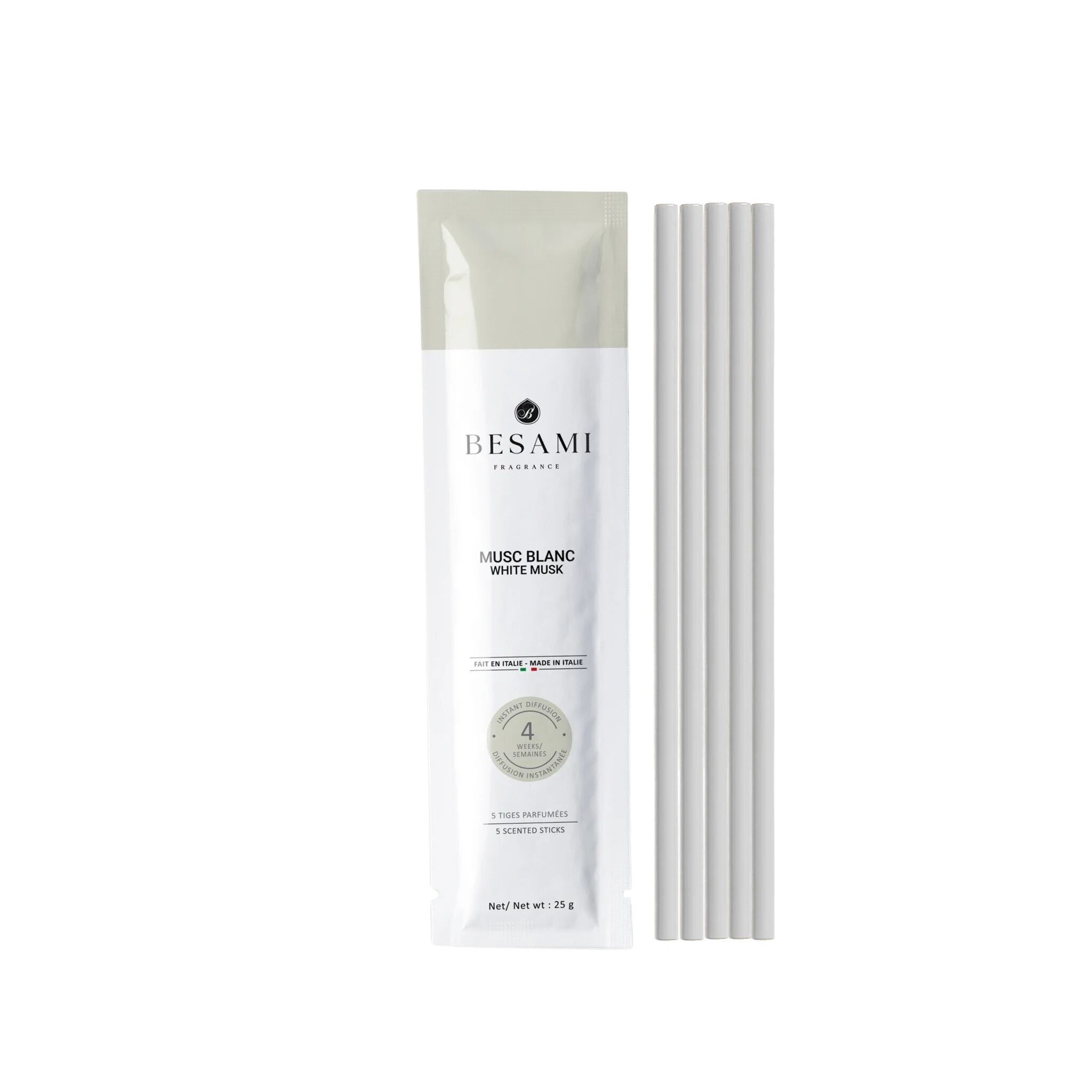 Refill pack of 5 scented reeds - White Musk (clean scent)