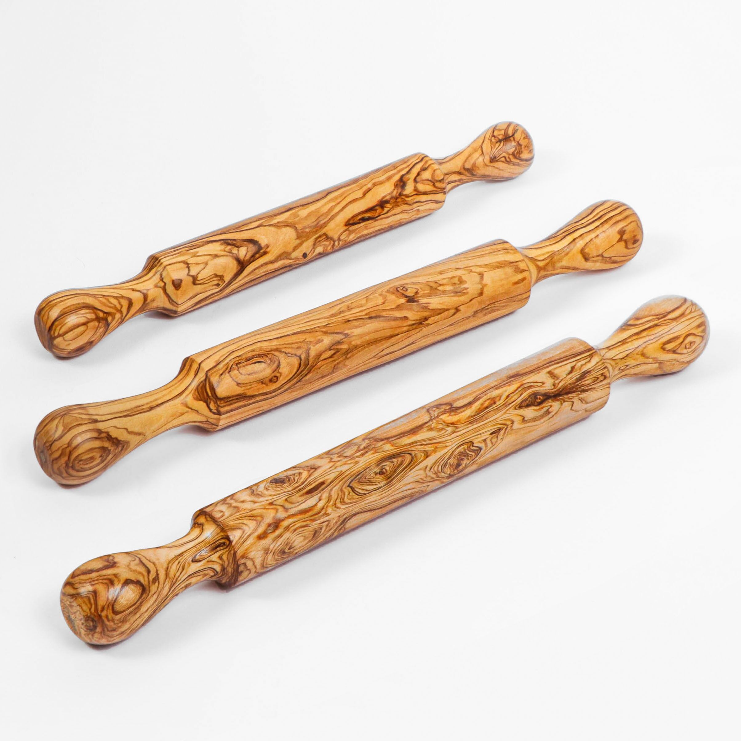 Rouleau à patisserie artisanale en bois d'olivier | Outil de boulangerie en bois