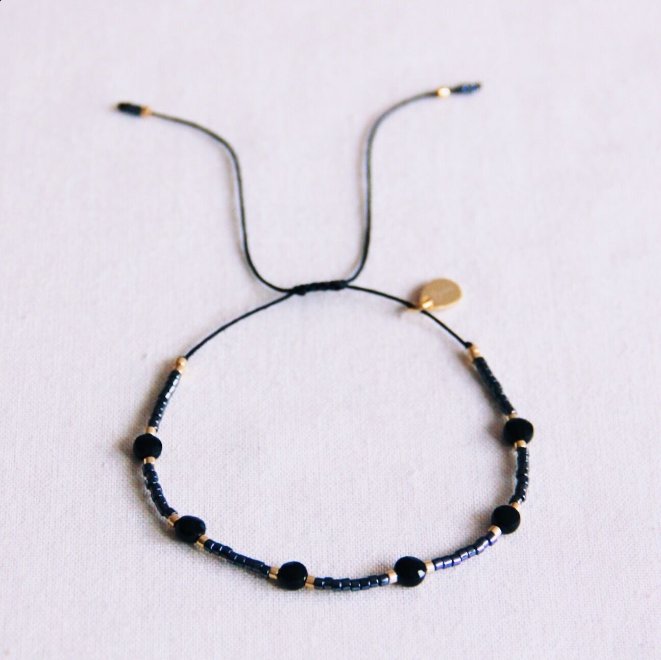 Pulsera de piedras preciosas con engaste Miyuki – negro/antracita