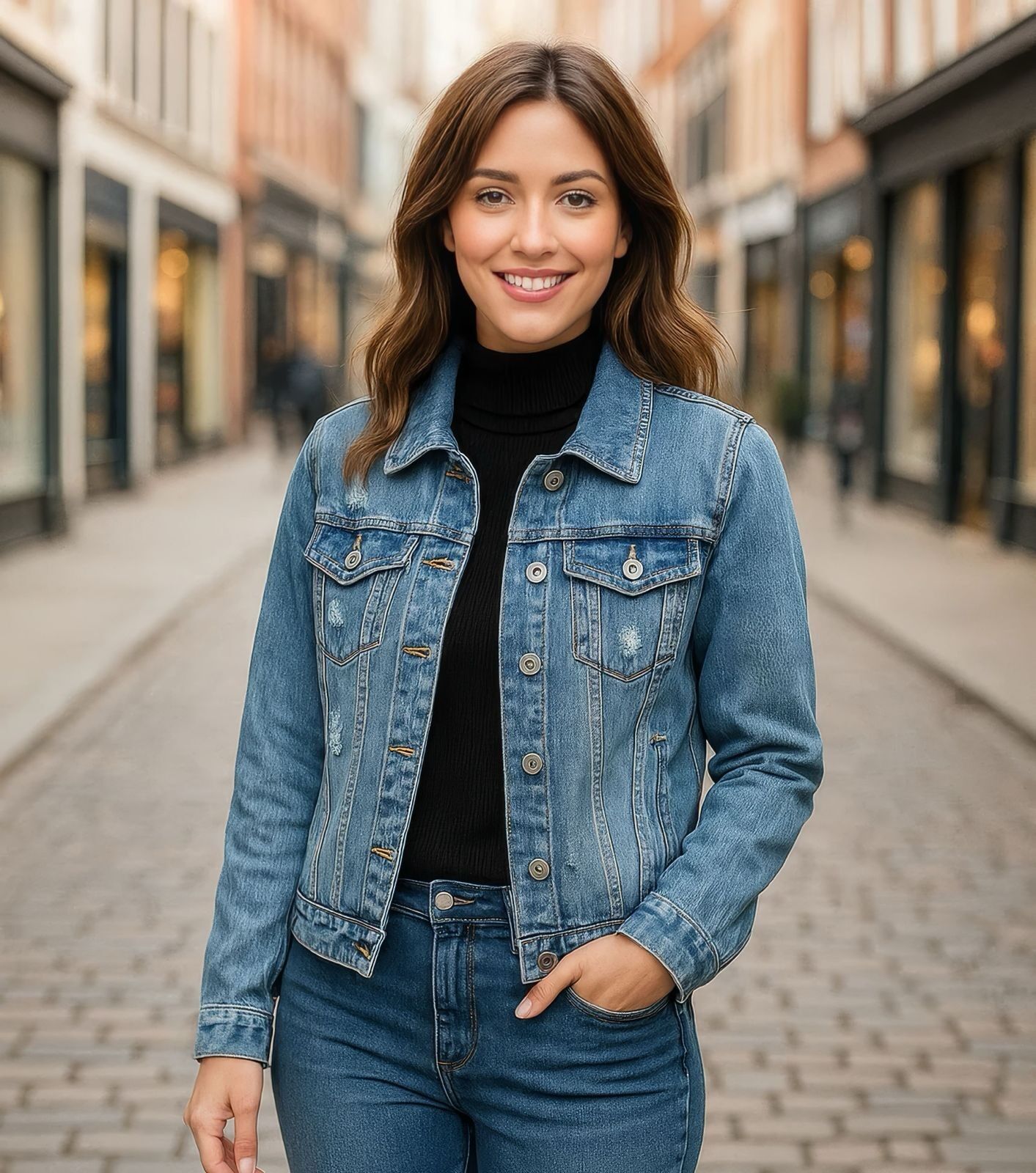 Vintage Wash Rip Stitch Stretch-Denimjacke