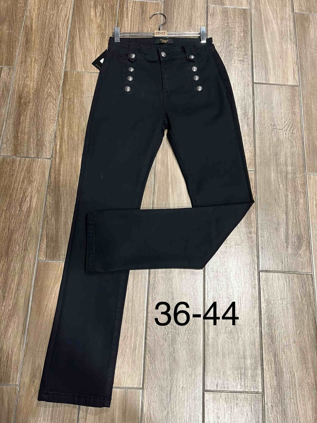 Pantalones vaqueros Voggo negros de pierna ancha con botones plateados