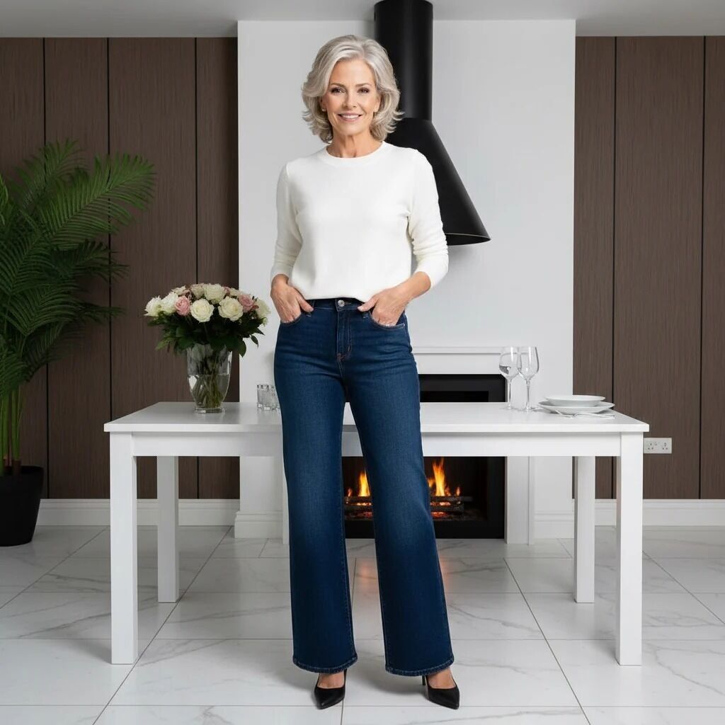 Vaqueros Voggo de pierna ancha con costuras de pespunte índigo