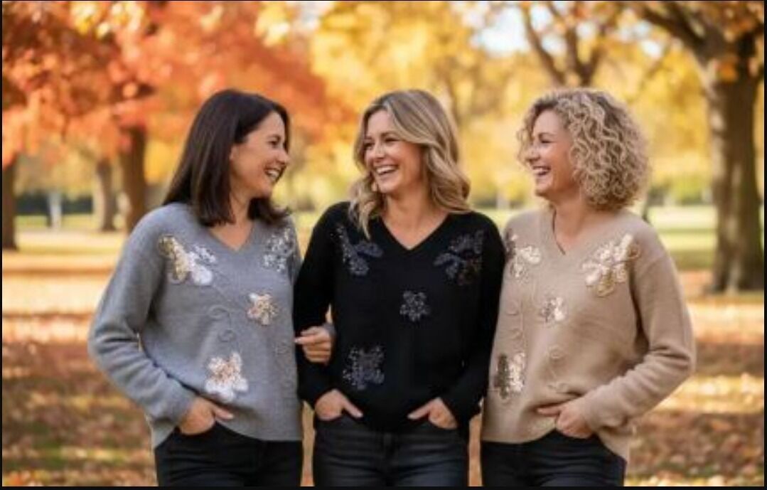 Punto en V floral con lentejuelas