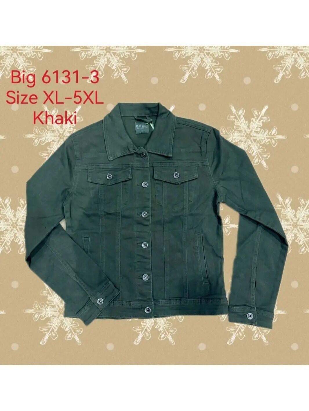 Chaqueta vaquera de algodón color caqui de talla grande