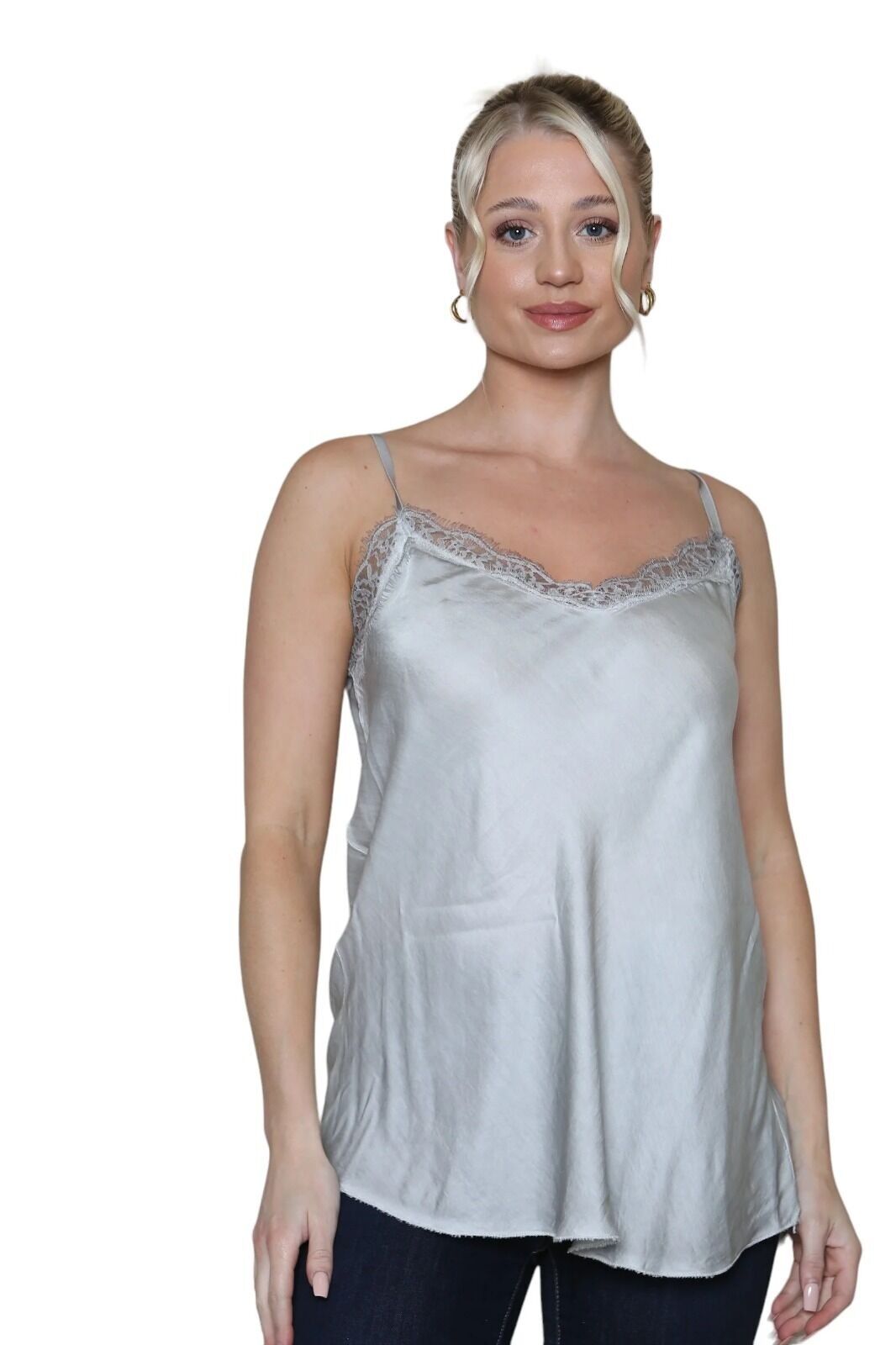 Chaleco con ribete de ganchillo satinado