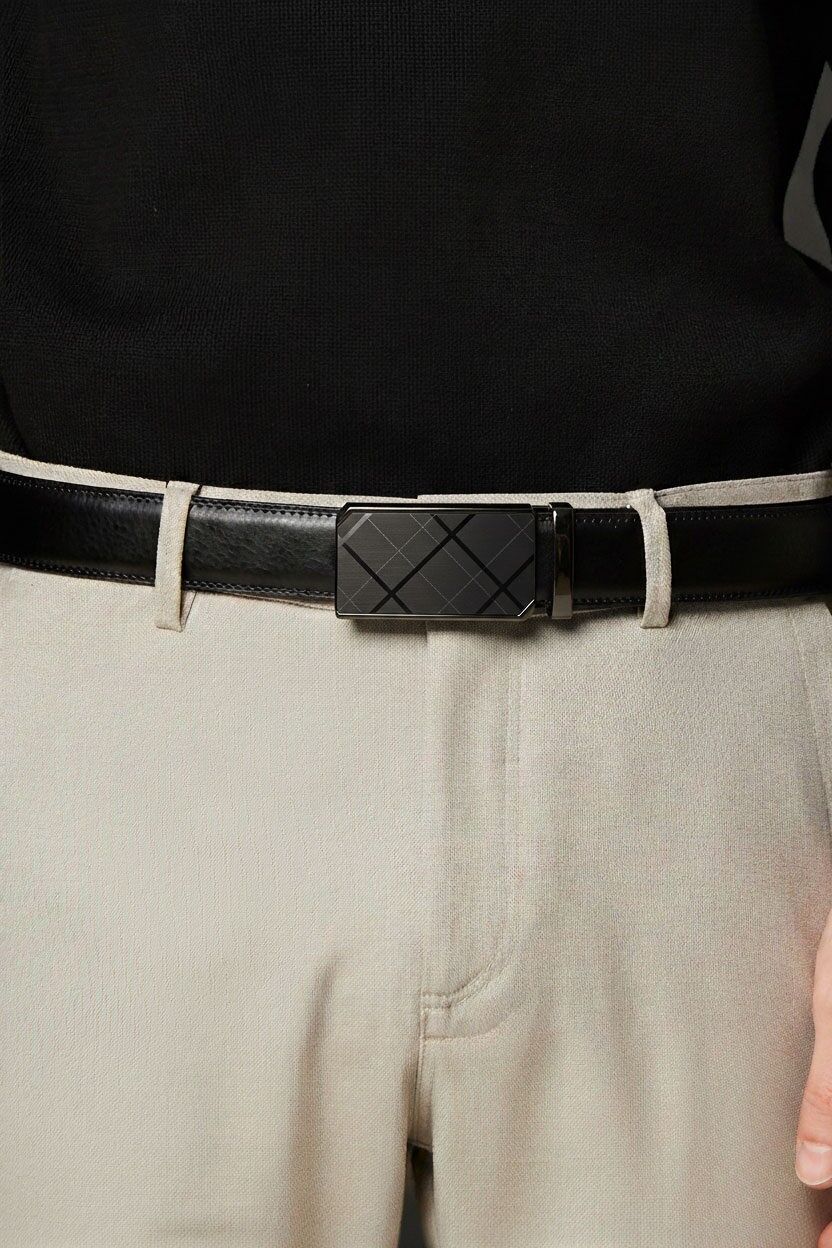 Ceinture automatique sans trous croûte de cuir de vachette ajustable 35mm CAU35-4087