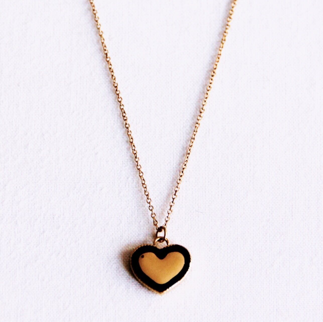 Collana fine con cuore punteggiato - oro/nero