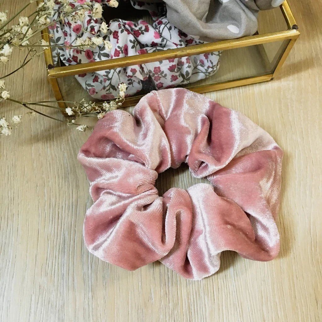 Romane pink velvet hair scrunchie