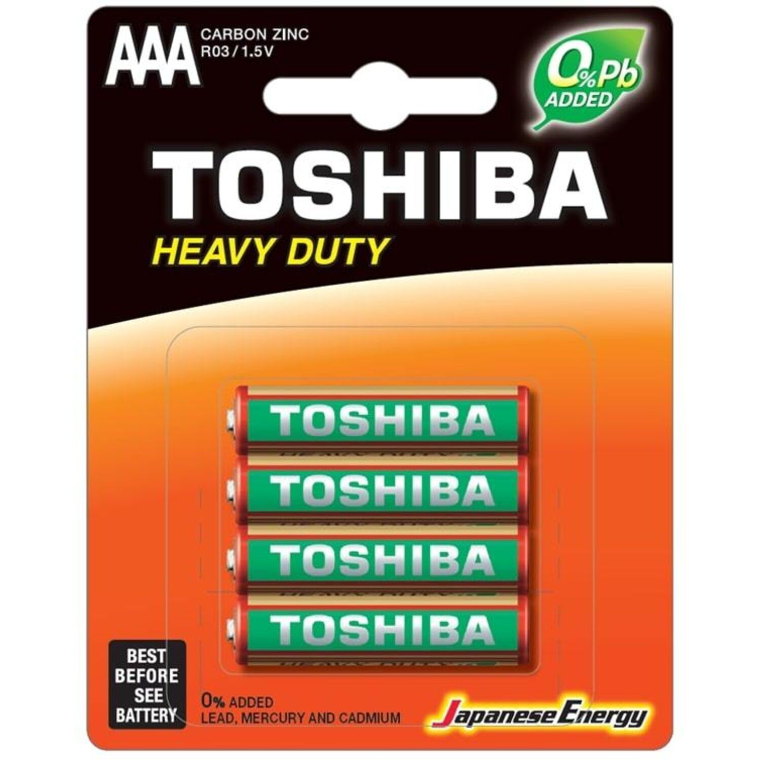 TOSHIBA Hochleistungs-AAA-Batterien – Kohle-Zink – R03 – 1,5 V x4