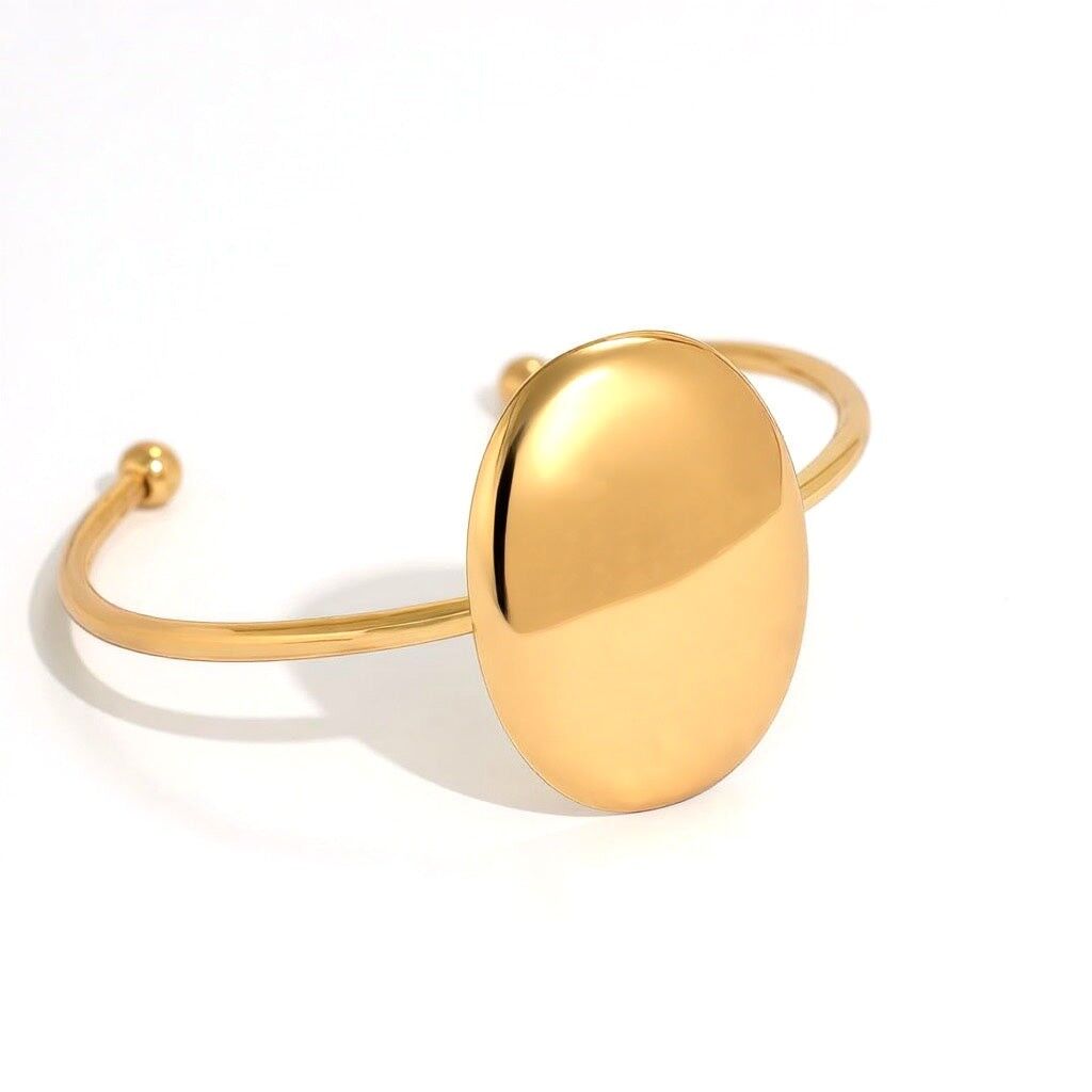 Bracciale machete placcato oro, ovale sottile, bombato, lucido