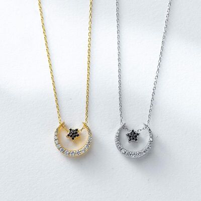 Moon Star Shining Necklace Gold - Silver