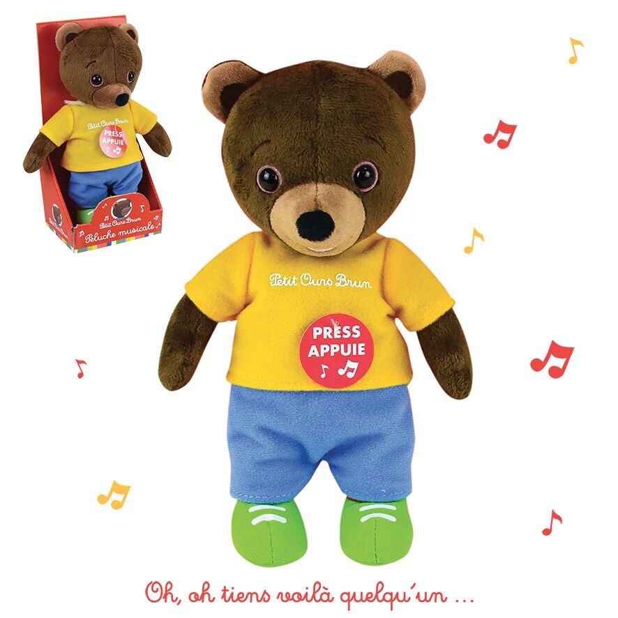 Osito de peluche musical marrón, 21 cm, en caja