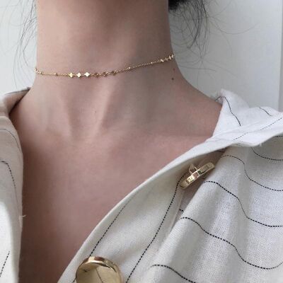 Minimal Shine Choker Necklace Gold