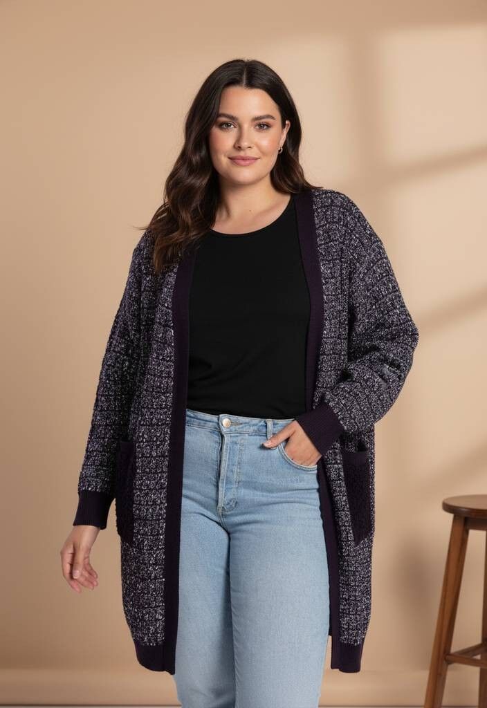 Chaleco azul marino jaspeado de talla grande (JX081)