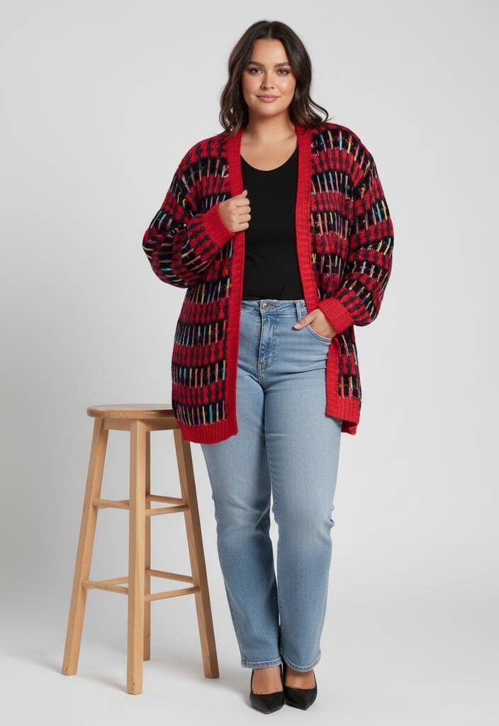 Chaleco rojo multicolor de talla grande (JX082)