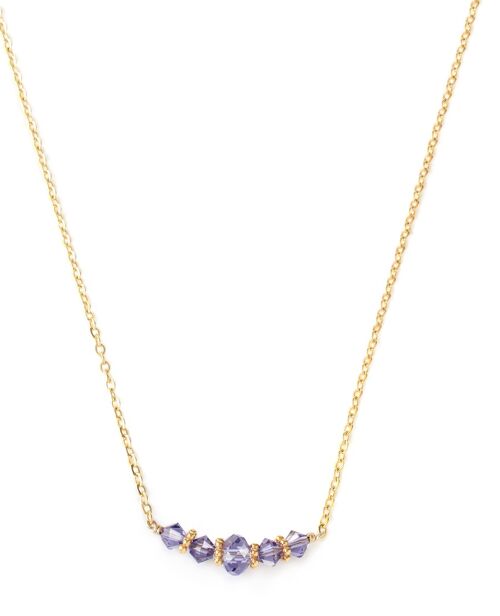 Short gold necklace with Tanzanite crystals