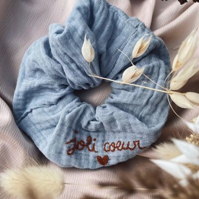 Embroidered Double Gauze Scrunchie