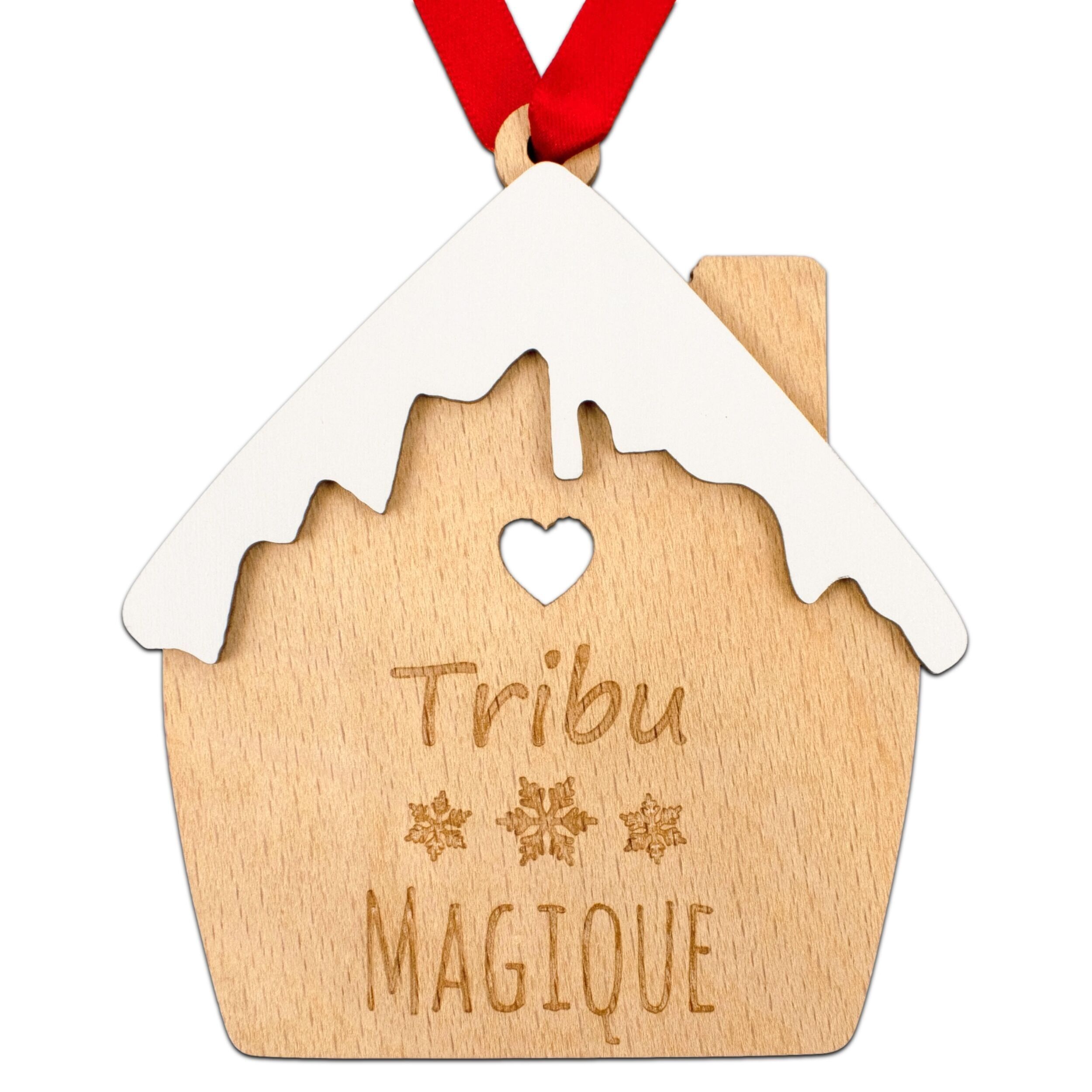 Weihnachtskugel „Zauberstamm“ – Verschneites Haus – Geschenkidee zu Weihnachten