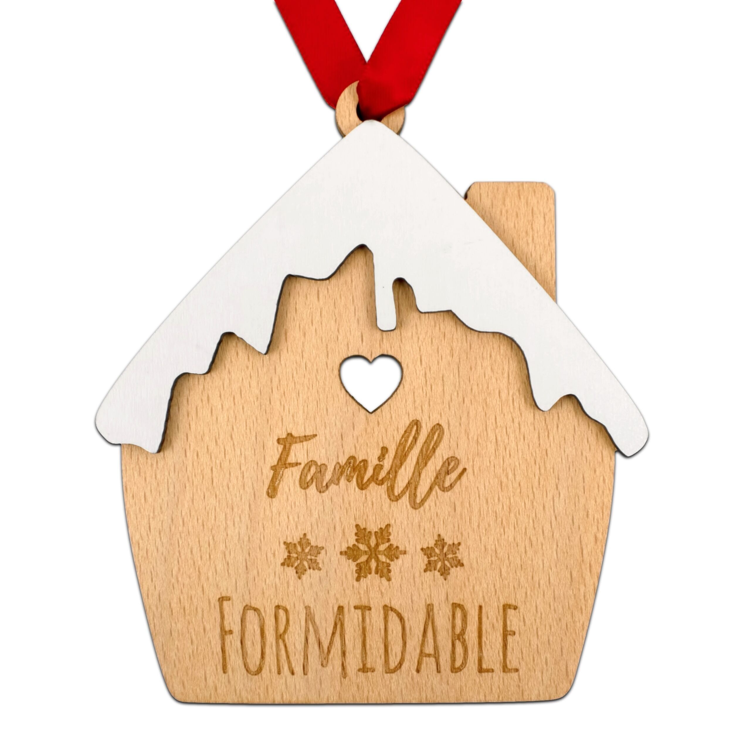 Weihnachtskugel „Wunderbare Familie“ – Verschneites Haus – Geschenkidee zu Weihnachten