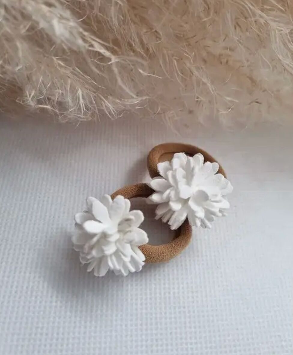 Elastiekjes flower white | setje van 2 (kind)