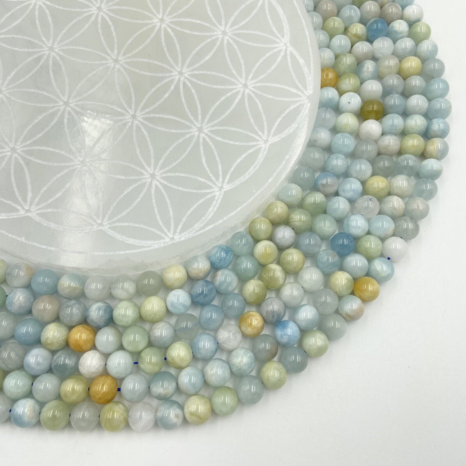 Reihe – Aquamarin (8 mm) – Gemischte Farben