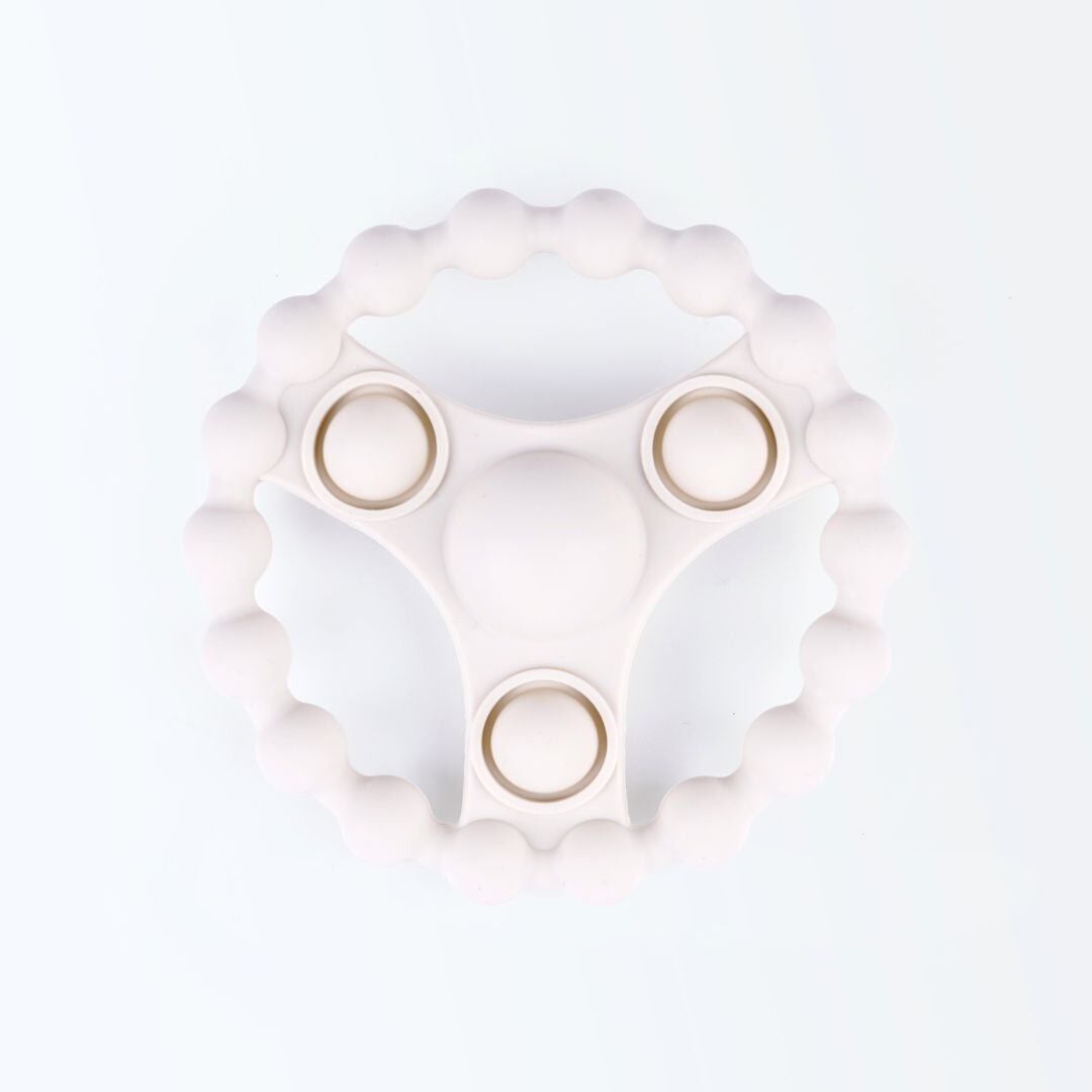 Anillo de dentición de silicona con Pop-it - Blanco